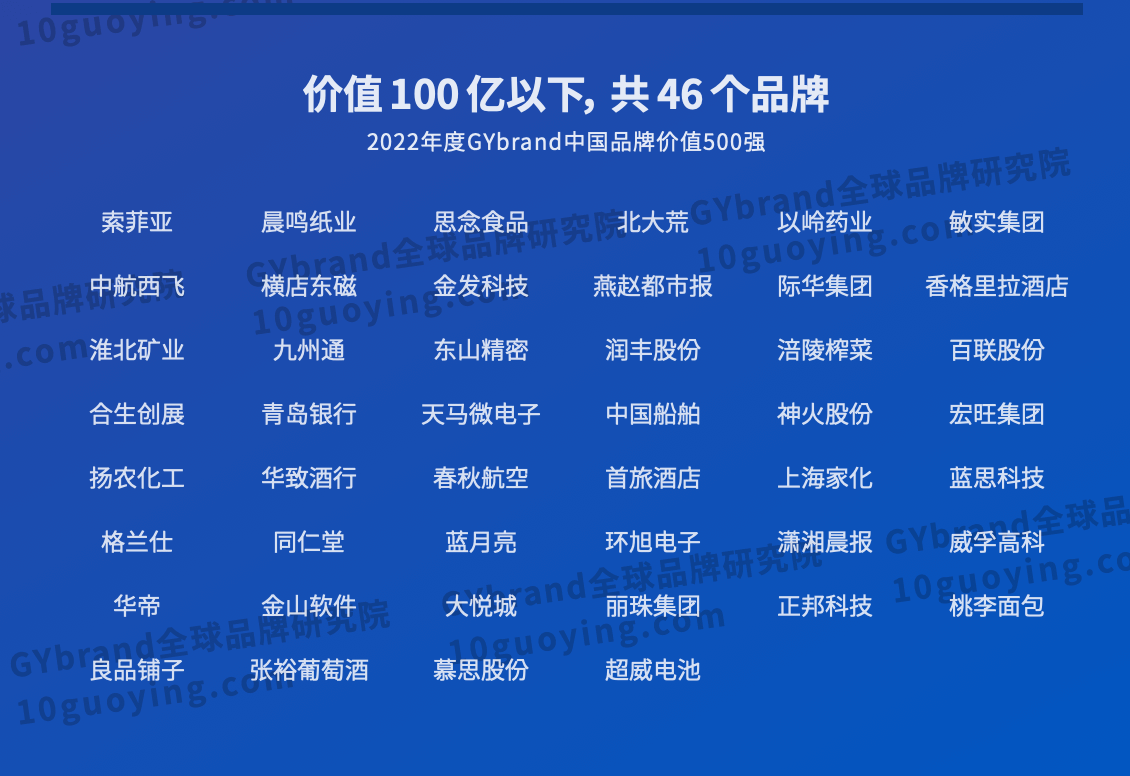 2022年中国最具价值品牌500强排行榜名单6